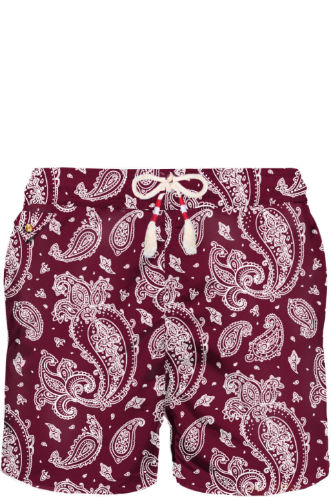أدوات منزلية MC2 Saint Barth Man Light Fabric Swim Shorts With Burgundy Paisley Print