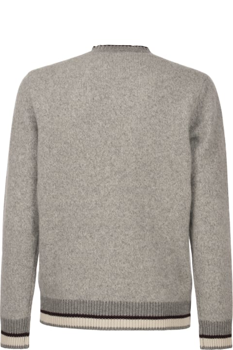 Round-neck Sweater In Wool Silk And Cashmere Boucle' Patterned Yarn