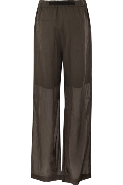 Brunello Cucinelli Pants & Shorts for Women Brunello Cucinelli Ergonomic Loose Cotton Organza Trousers With Belt