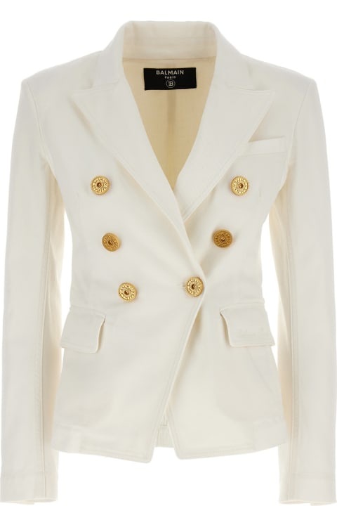 Balmain Women Balmain Double-breasted Denim Blazer