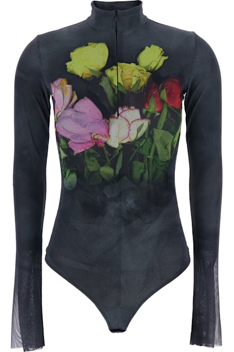 MSGM for Kids MSGM Multicolor High Neck Top With Floral Print In Fabric Woman