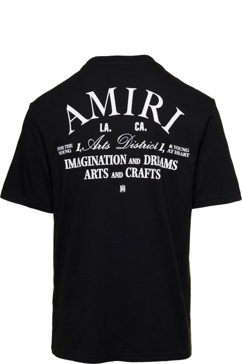 メンズ トップス AMIRI 'arts District' Black Crewneck T-shirt With Contrasting Logo Print In Cotton Man