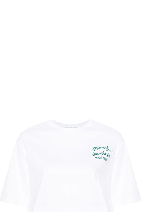 Philosophy di Lorenzo Serafini Topwear for Women Philosophy di Lorenzo Serafini White Cotton T-shirt