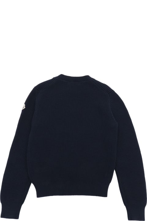 Moncler for Kids Moncler Blue Ribbed Sweater