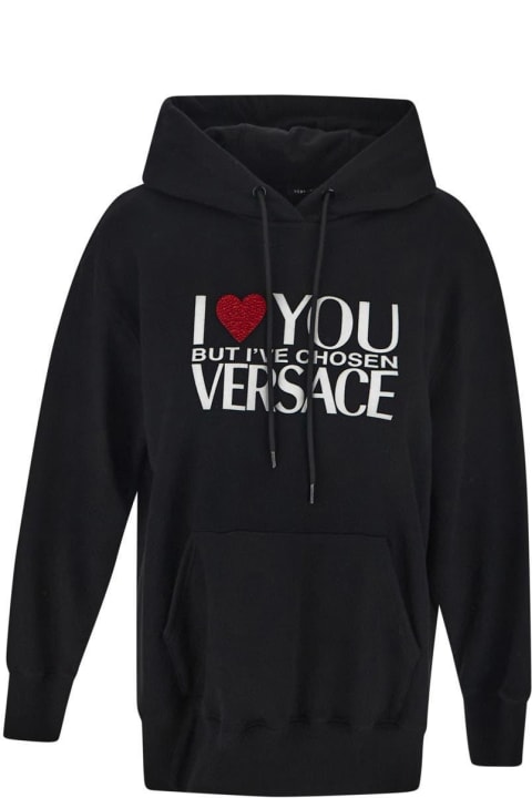 ウィメンズ Versaceのフリース＆ラウンジウェア Versace 'i Love You' Black Hoodie