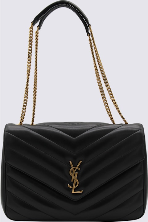 Saint Laurent Black Leather Loulou Large Top Handle Bag