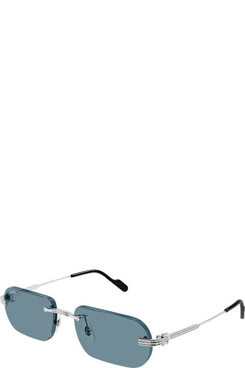 Homeware Cartier Eyewear Signature C De Crtier Ct0577s-006 - Silver / Blue Sunglasses