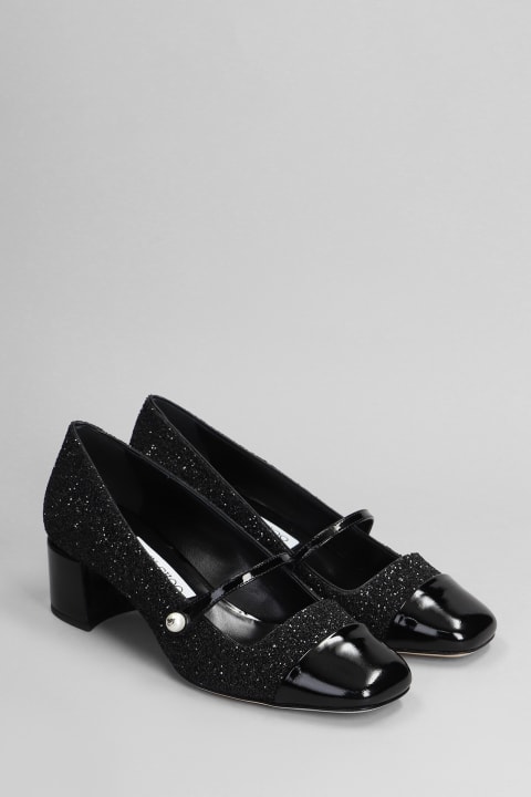 Jimmy Choo High-Heeled Shoes for Women Jimmy Choo Elisa 45 Ballet Flats In Black Glitter