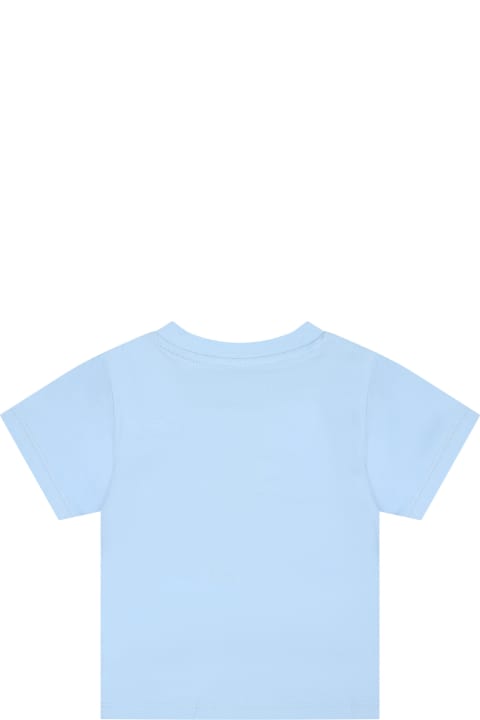 Kenzo Kids Kenzo Kids Light Blue T-shirt For Baby Boy With Logo