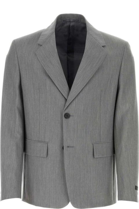 Prada Clothing for Men Prada Melange Grey Wool Blend Blazer