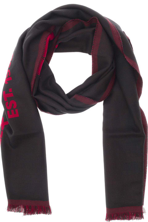 Alexander McQueen Scarves for Men Alexander McQueen Red And Black Scarf With Jacquard Logo In Wool Man