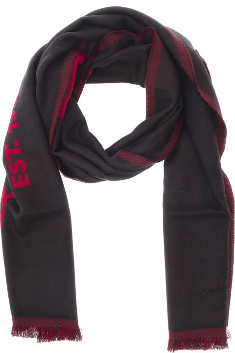 ウィメンズ Alexander McQueenのスカーフ Alexander McQueen Red And Black Scarf With Jacquard Logo In Wool Man