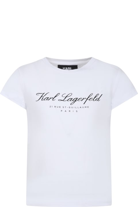 Karl Lagerfeld Kids T-Shirts & Polo Shirts for Girls Karl Lagerfeld Kids White T-shirt For Girl With Logo