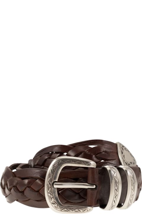 Accessories Sale for Men Brunello Cucinelli Braided Calfskin Belt With Detailed Buckle And Tip