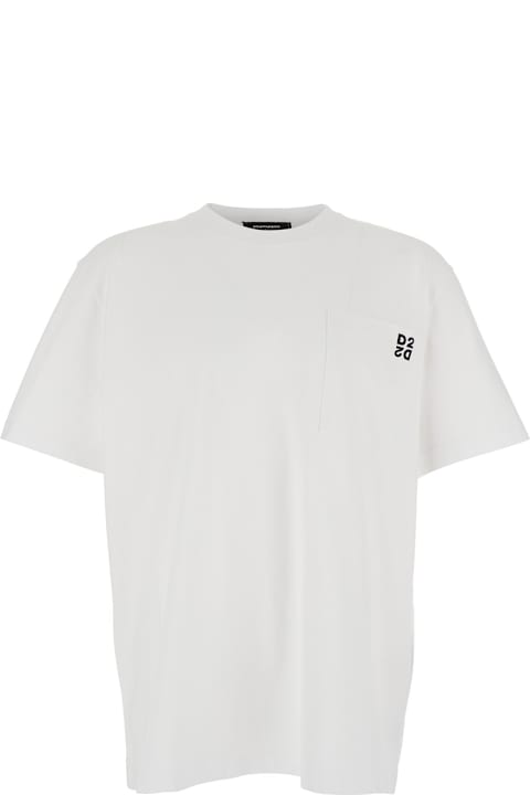 أدوات منزلية Dsquared2 Black And White Set Of Two T-shirts With Logo On The Front In Cotton Man