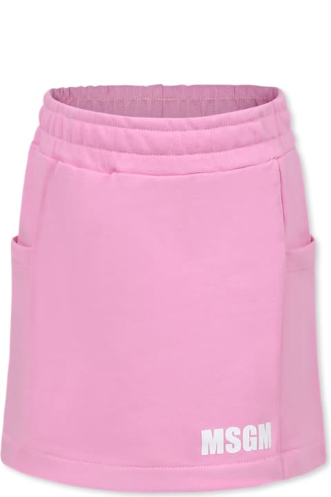 Homeware MSGM Pink Skirt For Girl With Logo