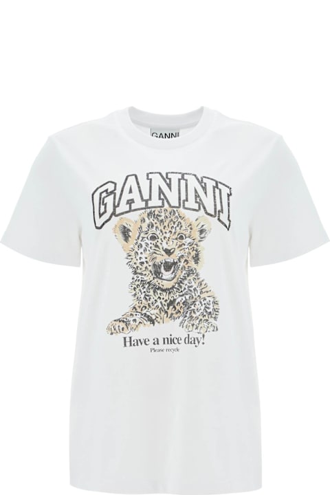 Homeware Ganni 'leopard' White Cotton T-shirt