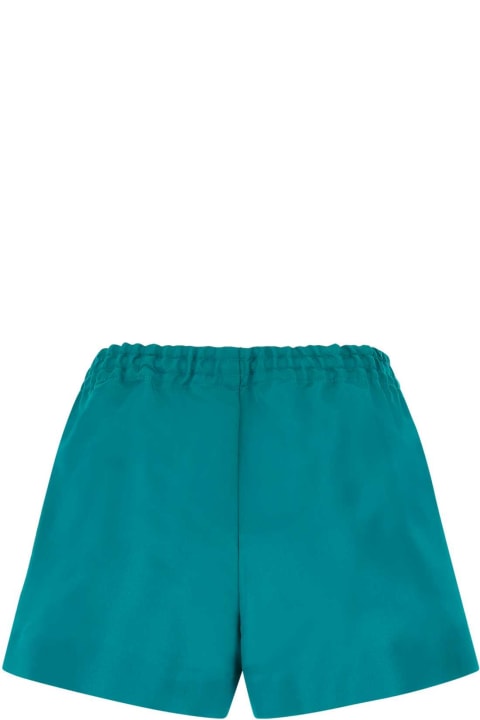 Valentino Garavani Pants & Shorts for Women Valentino Garavani Teal Green Faille Shorts
