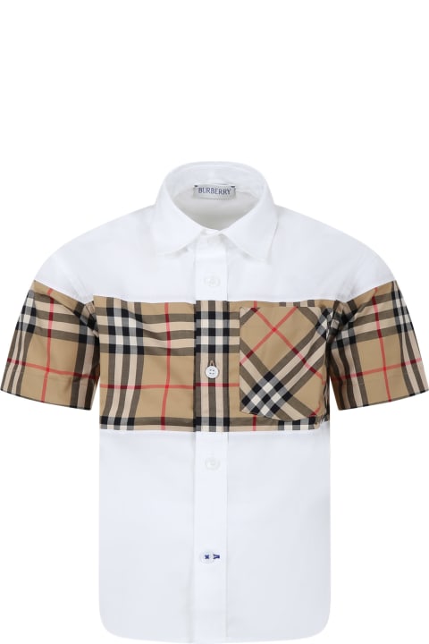 Burberry for Boys Burberry White Shirt For Boy With Iconic Vintage Check