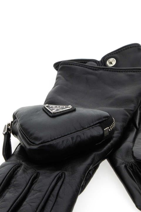 Gloves for Women Prada Black Leather Gloves