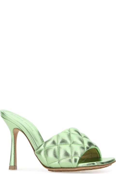 Bottega Veneta Shoes for Women Bottega Veneta Light Green Nappa Leather Padded Sandals