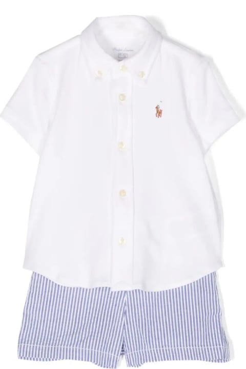 Fashion for Baby Boys Ralph Lauren White And Light Blue Set With Shirt And Shorts