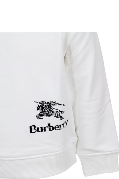 Topwear for Girls Burberry Long-sleeved Crew-neck Sweatshirt In Fine Cotton With Logo On The Front