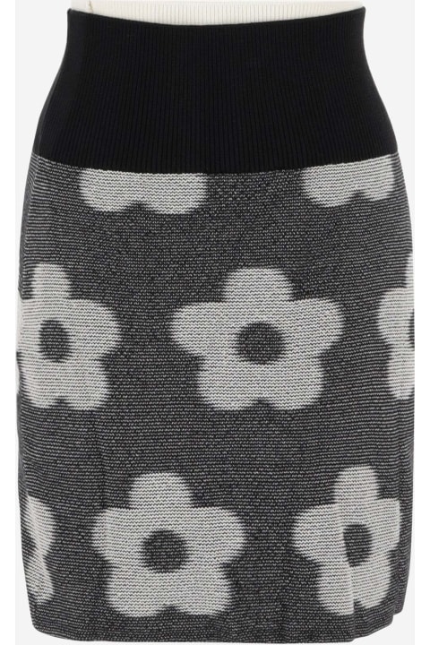 Cotton Pencil Skirt With Floral Pattern