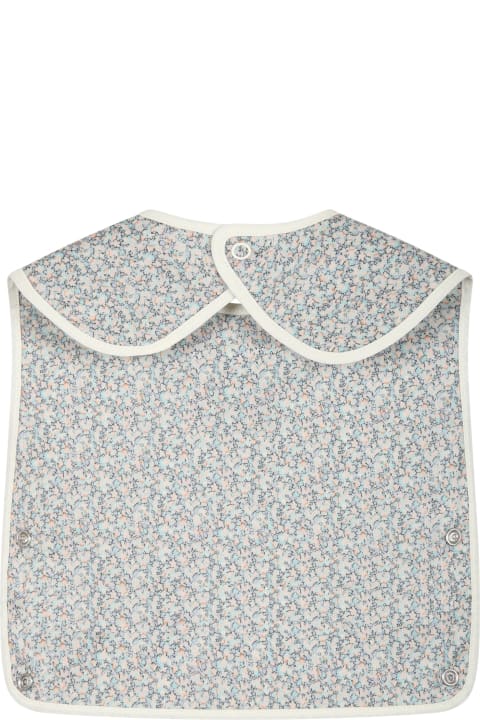 Bonpoint Accessories & Gifts for Baby Girls Bonpoint Light Blue Bib For Babykids With Flower Print