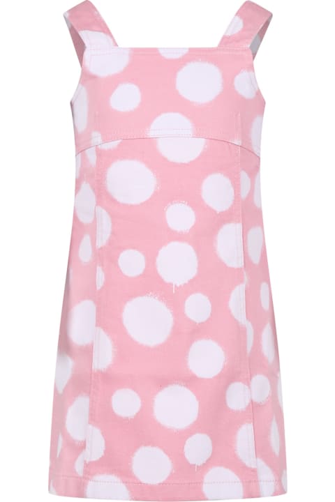 Marc Jacobs Kids Marc Jacobs Pink Casual Dress For Girl With Polka Dots