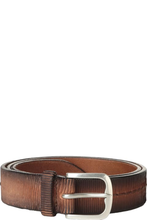 Belts for Men Orciani Brown Blade Belt With Stitching
