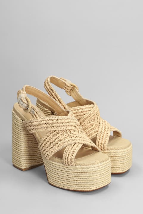 Castañer Shoes for Women Castañer Fulvia-203 Sandals In Beige Fabric