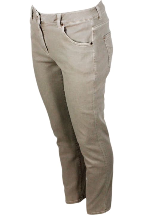 Brunello Cucinelli Pants & Shorts for Women Brunello Cucinelli Pantalone A 5 Tasche In Drill Di Cotone Stretch Con Monile Sulla Tasca Posteriore