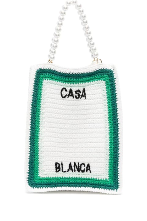 Casablanca Bags for Women Casablanca White And Green Cotton Tote Bag
