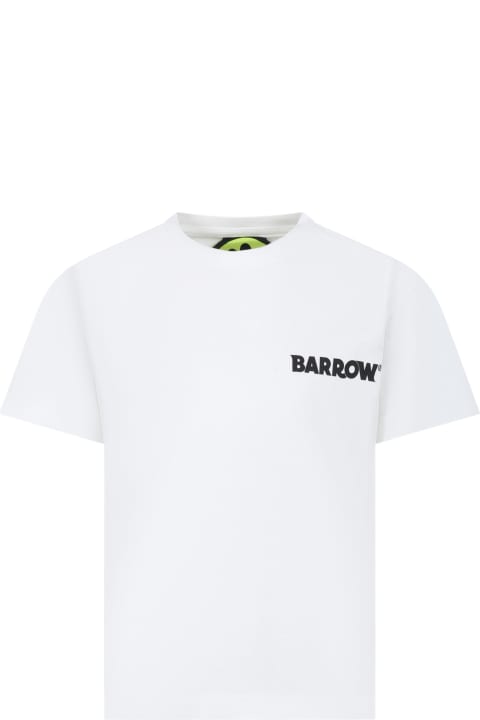 ガールズ Barrowのトップス Barrow T-shirt Bianca Per Bambini Con Smile E Logo