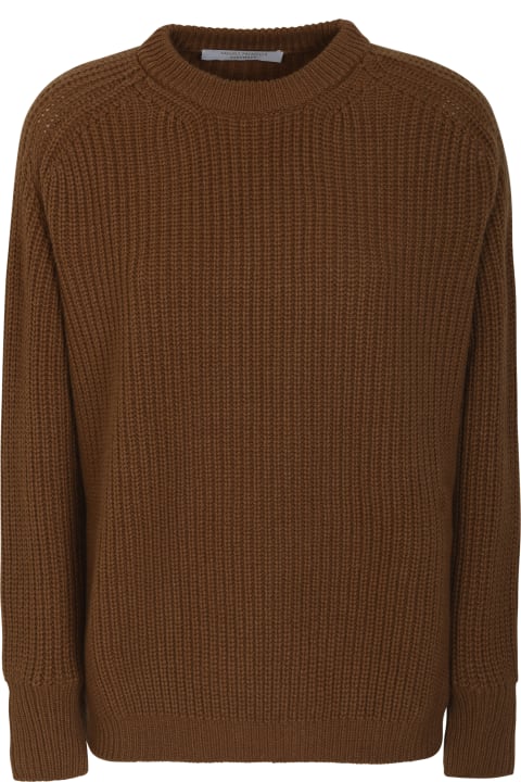 Rib Trim Woven Plain Sweater