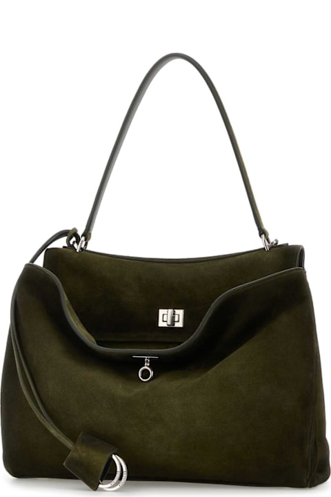 Homeware Balenciaga Olive Green Suede Medium Rodeo Handbag