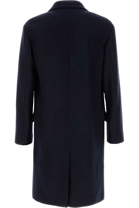 メンズ Dries Van Notenのコート＆ジャケット Dries Van Noten Midnight Blue Wool Blend Rustic Coat