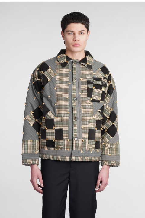 Corduroy Nine Patch  Jacket In Green Cotton