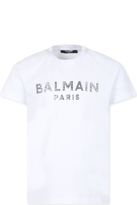 Balmain T-Shirts & Polo Shirts for Boys Balmain White T-shirt For Kids With Logo