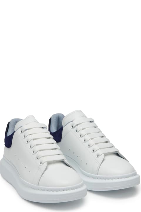 Alexander McQueen for Men Alexander McQueen White Oversized Sneakers With Navy And Light Blue Details