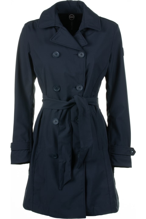 Softshell Trench Coat With Belt At The Waist