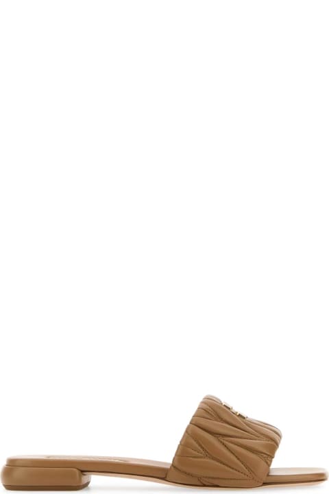 Miu Miu Flat Shoes for Women Miu Miu Caramel Nappa Leather Slippers