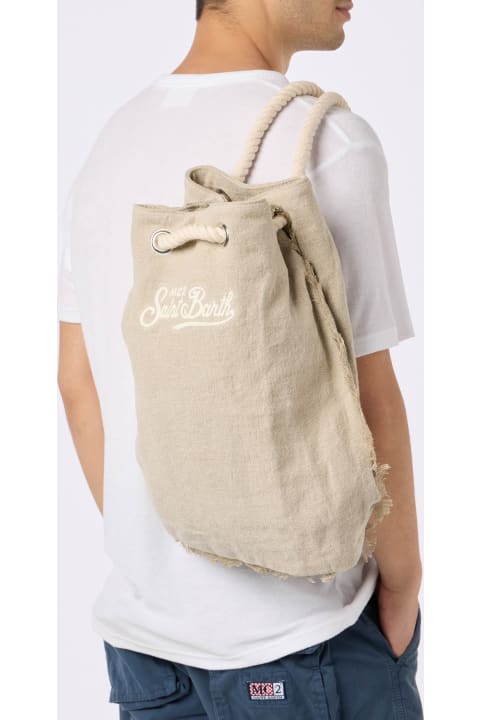 Fashion for Kids MC2 Saint Barth Beige Boat Linen Backpack