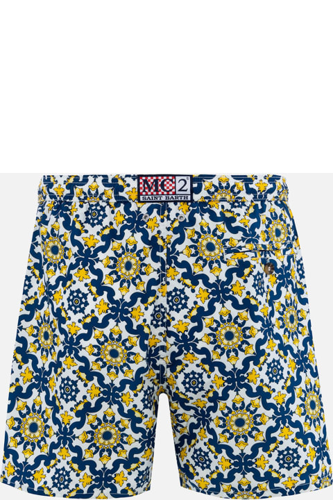 Homeware MC2 Saint Barth Man Lightweight Fabric Swim-shorts Lighting 70 With Majolica Print