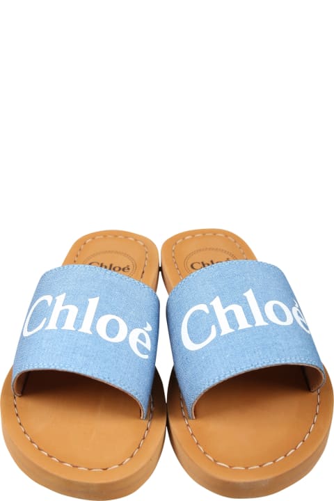 Shoes for Girls Chloé Denim Slippers For Girl With Logo