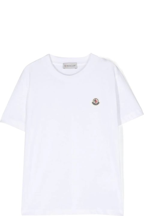 Moncler Kids Moncler White T-shirt With Logo Patch
