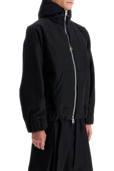 Sacai Coats & Jackets for Men Sacai Hooded Wool Gessato Jacket