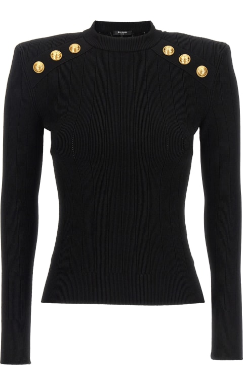 Sweaters for Women Balmain Crew-neck Sweater With Buttons