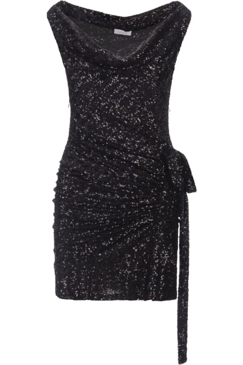 Paco Rabanne Jumpsuits for Women Paco Rabanne Black Sequined Mini Dress With Draping